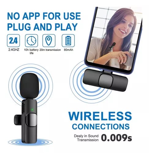 Microfono Inalambrico Recargable Solapa Doble K9