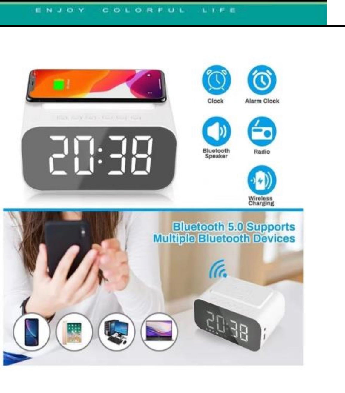 Radio reloj digital Bluetooth